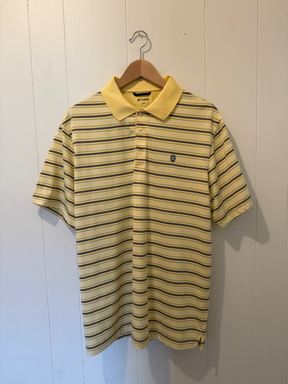Chaps Yellow Polo with Navy Stripe Detail